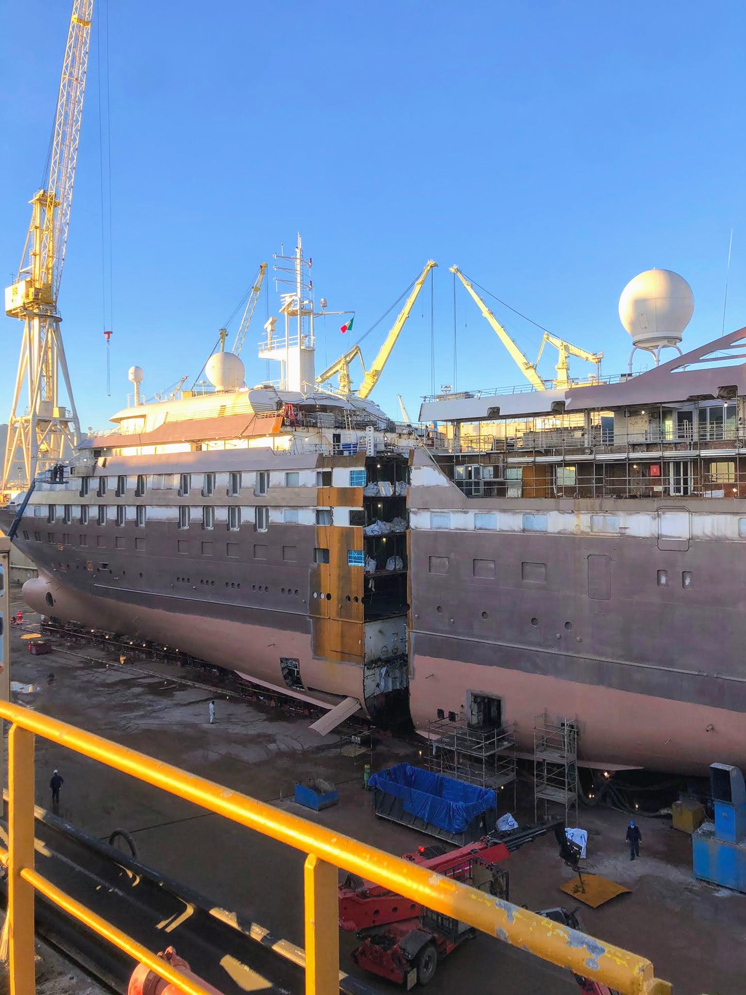 The Lengthening process for Windstar Cruises in Palermo continues!